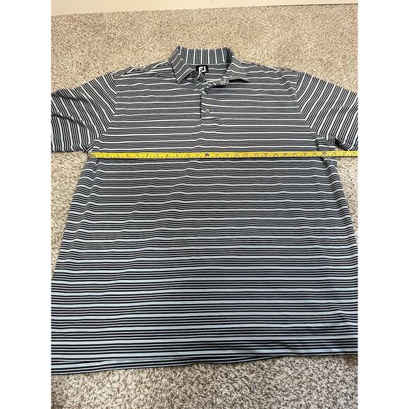 FootJoy FJ Polo Shirt Mens Size 2XL Blue Black Stripe Stretch Short Sleeve Golf - Picture 7 of 8